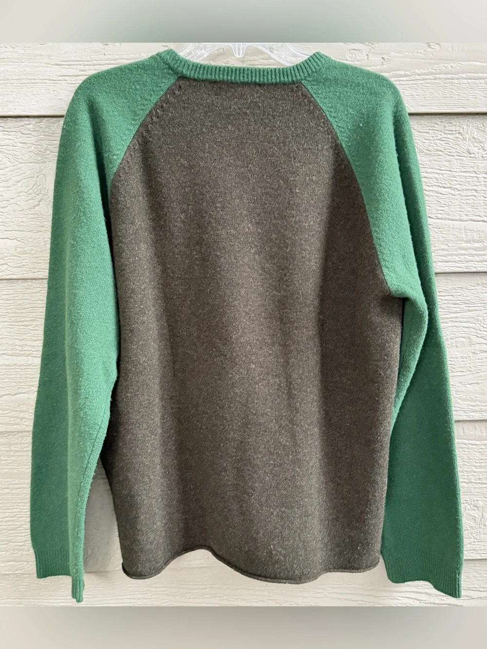 Vintage 90s J. Crew 100% Lambswool Wool Sweater Raglan Colorblock Men Medium